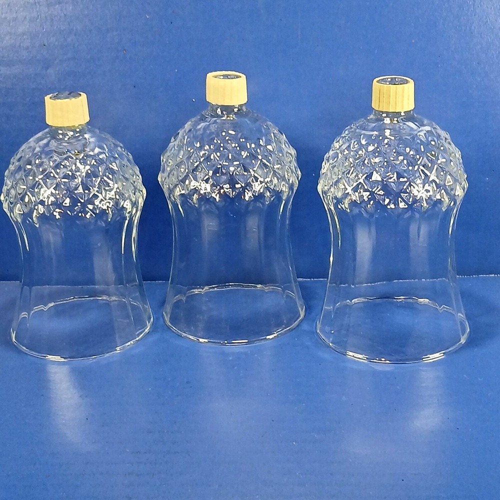 3 Votive Candle Cups Clear Diamond Peg Base New Rubber Grippers Adapters
